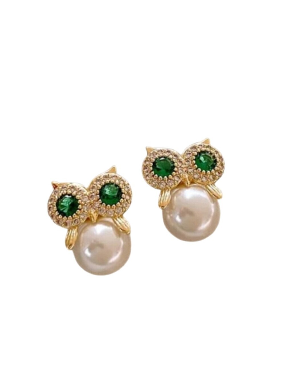 Owl Fashion Stud Earrings With Faux Emerald Eyes NWT